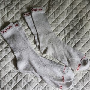Supreme White Athletic Socks
